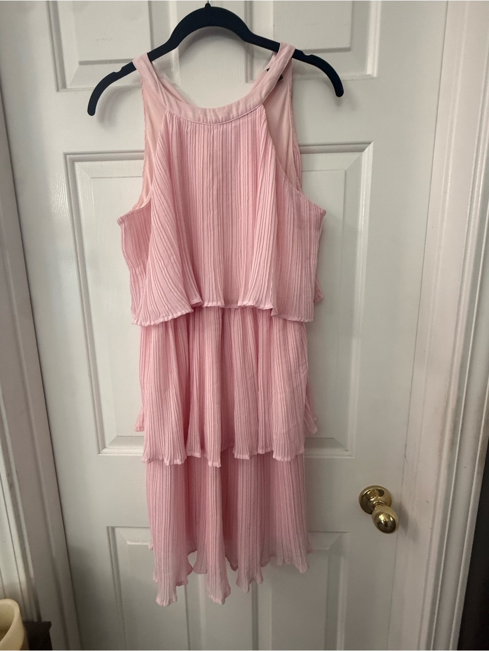 Pink Tiered Pleated Dress